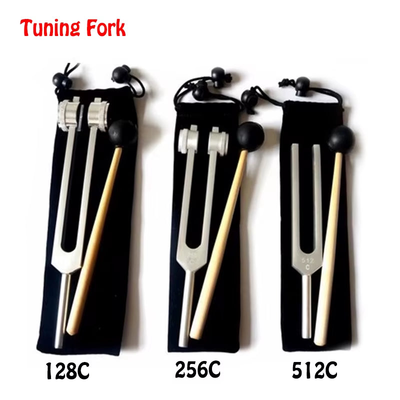 Aluminum Medical Tuning Fork 128 Hz / 256 Hz / 512 Hz Chakra Hammer Ball Diagnostic Tool for Sound Healing Therapy Health Care