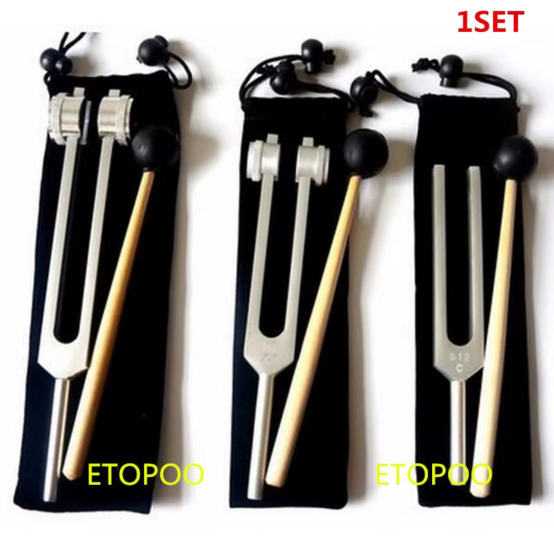 Aluminum Medical Tuning Fork 128 Hz / 256 Hz / 512 Hz Chakra Hammer Ball Diagnostic Tool for Sound Healing Therapy Health Care